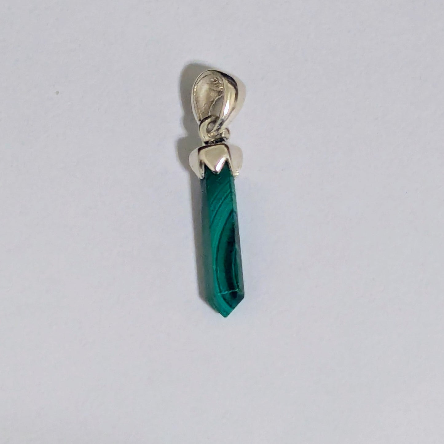 Dainty Malachite Point Pendant in Sterling Silver