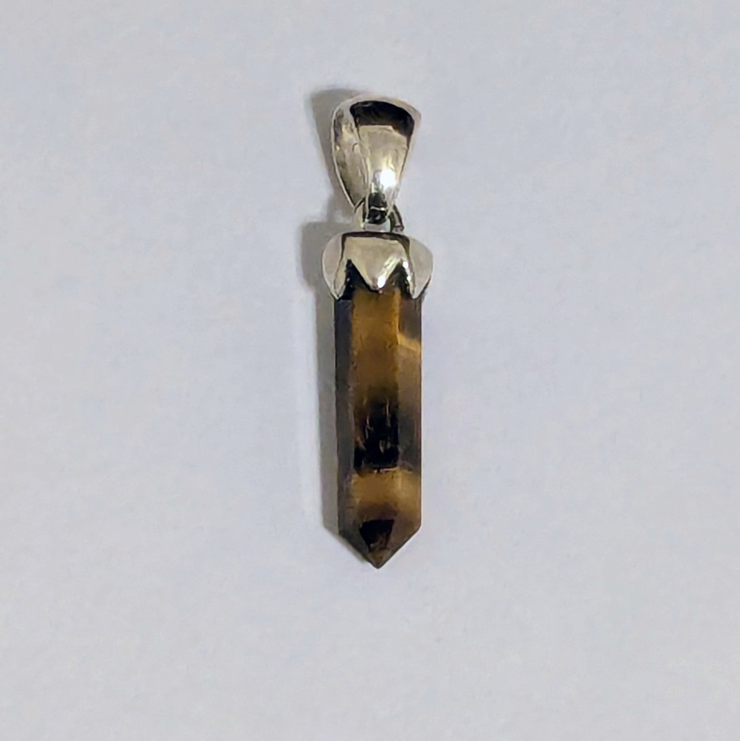 Dainty Tigers Eye Point Pendant in Sterling Silver