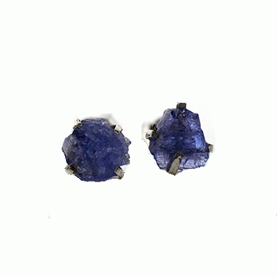 Rough Sapphire Stud Earrings in Sterling Silver