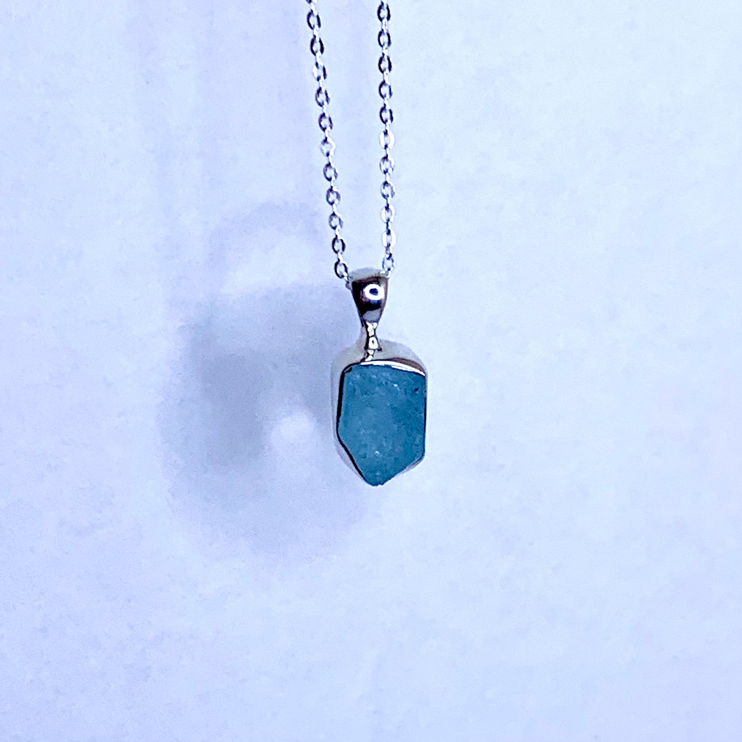 Rough Aquamarine Pendant in Sterling Silver