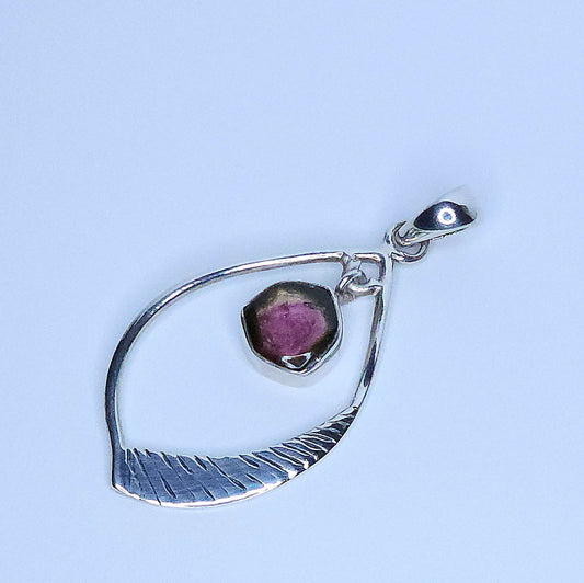 Watermelon Tourmaline in Silver Pendant