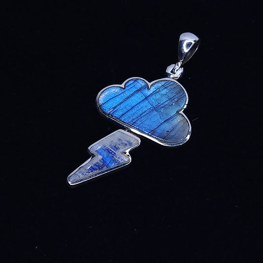 Moonstone and Labradorite Storm Cloud Pendant in Sterling Silver