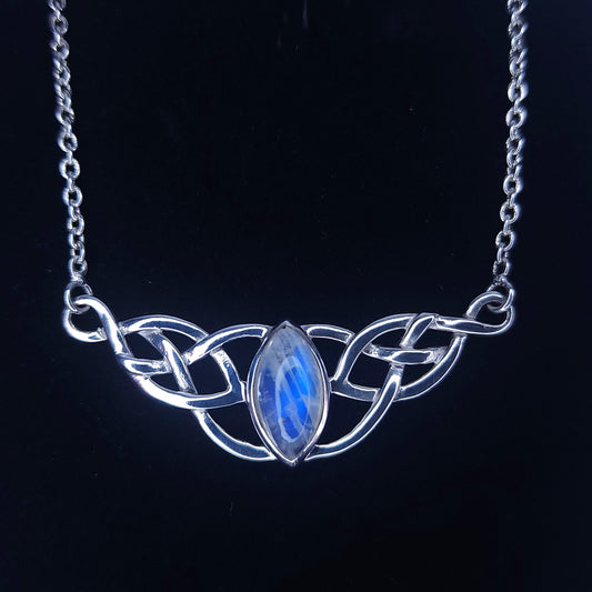 Celtic-Style Moonstone Necklace in Sterling Silver