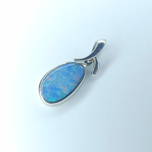 Dainty Australian Opal Pendant in Sterling Silver