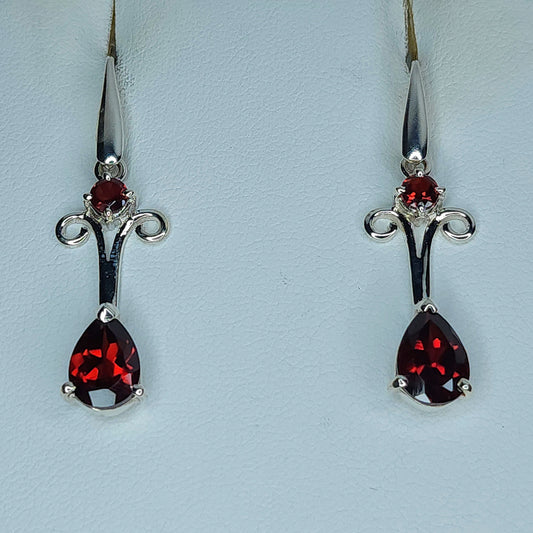 Garnet in Silver Earrings