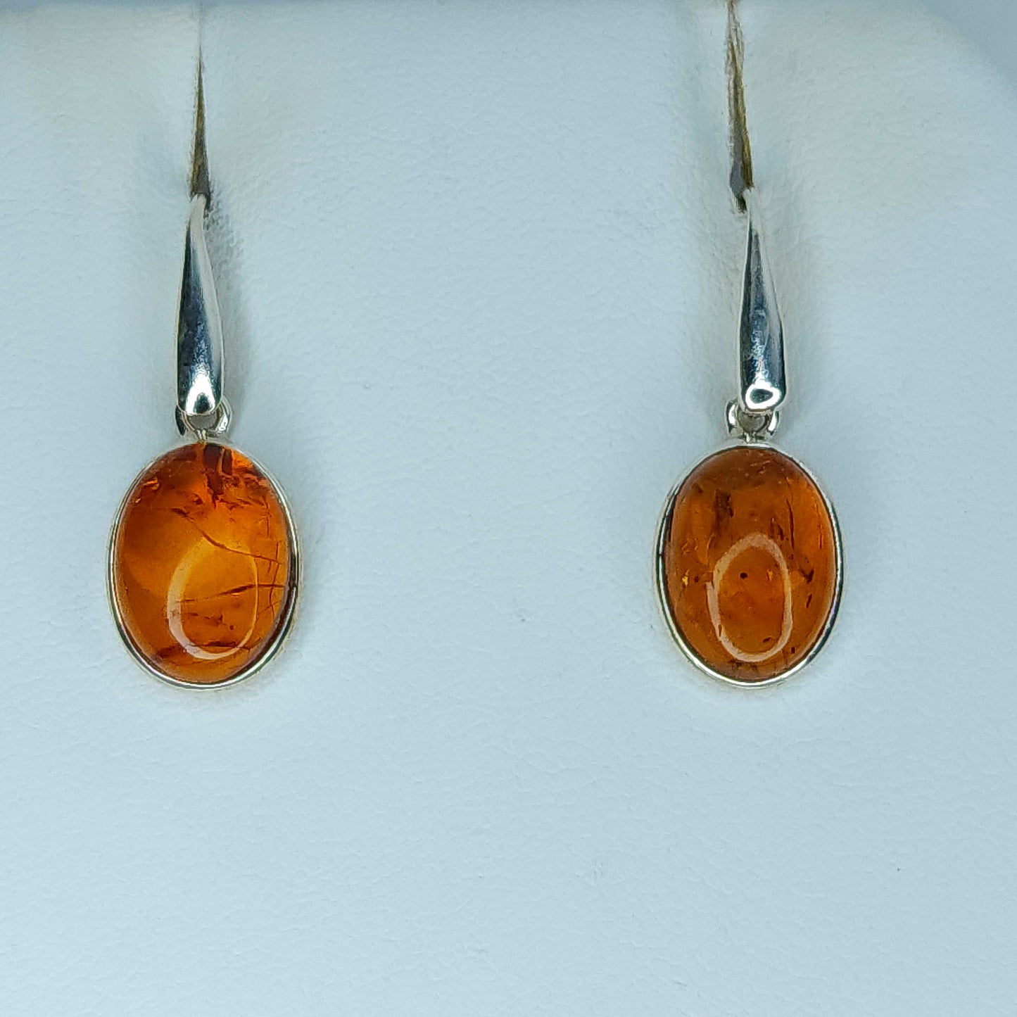 Amber in Silver Earrings