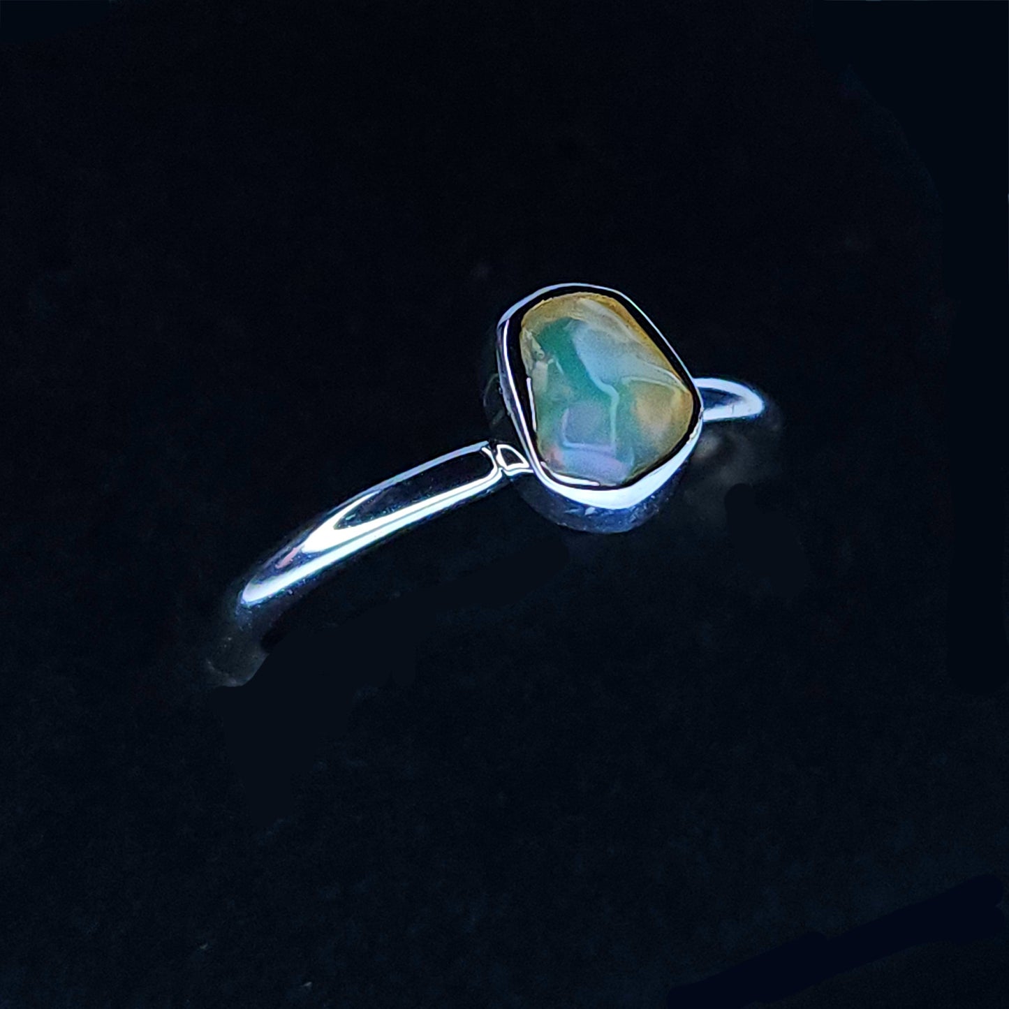 Semi-Rough Ethiopian Opal Ring