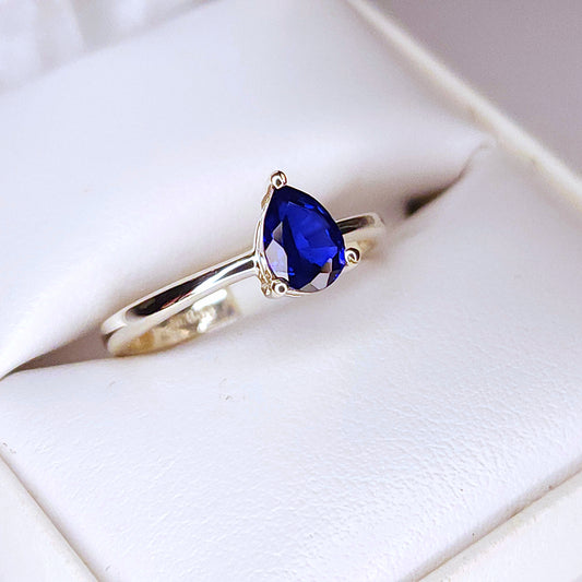 Faceted Sapphire Teardrop Ring - "A" Grade