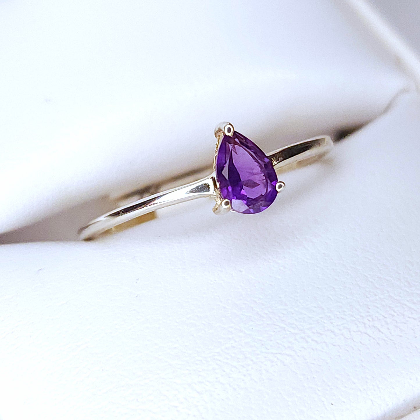 Faceted Teardrop Amethyst Ring