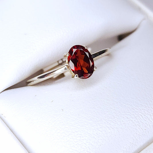 Faceted Oval Garnet Ring