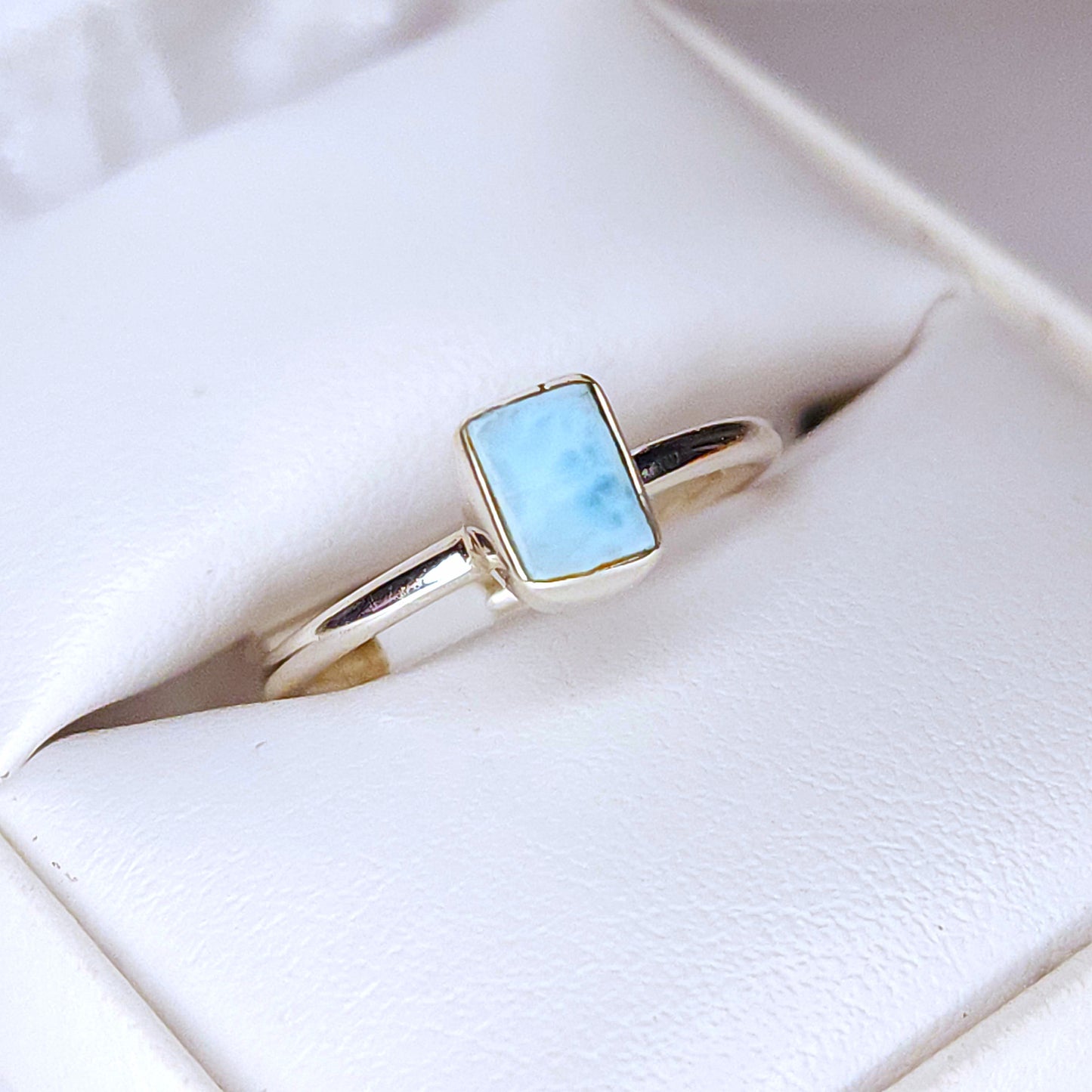 Semi-Rough Larimar Ring