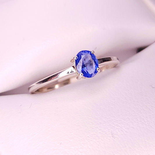 Faceted Kyanite Oval Ring in Sterling Sliver