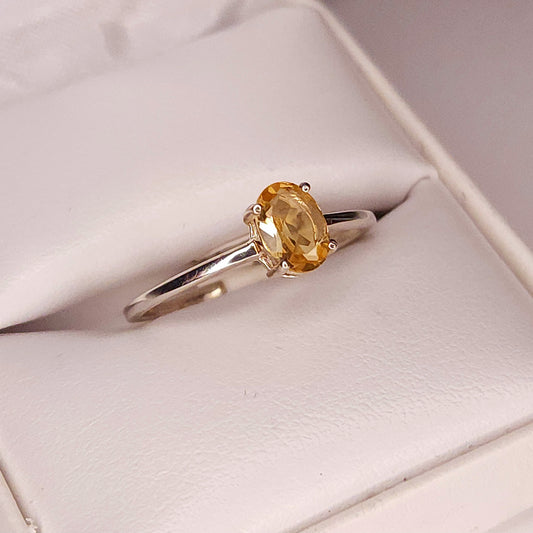 Faceted Citrine Oval Ring in Sterling Silver