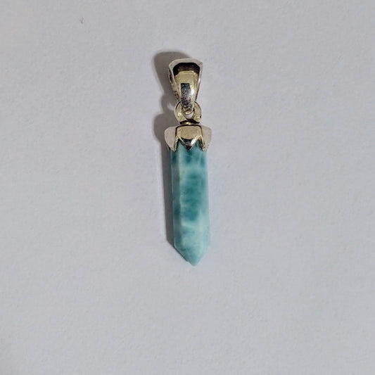 Dainty Larimar Point Pendant in Sterling Silver