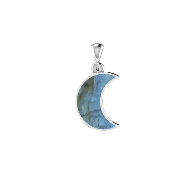 Sterling Silver Labradorite Moon Pendant