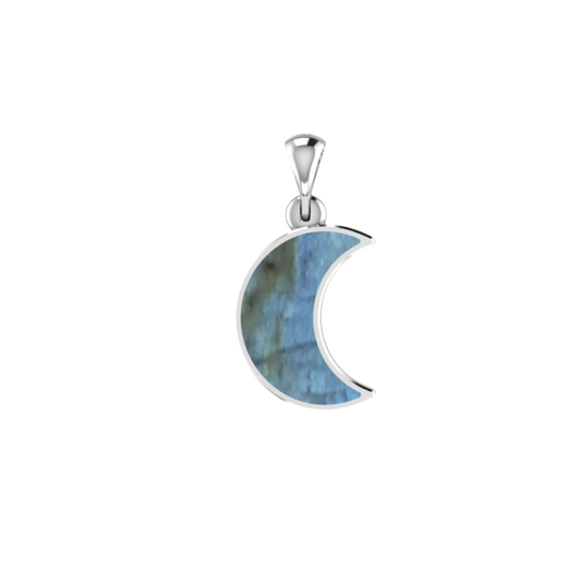 Sterling Silver Labradorite Moon Pendant
