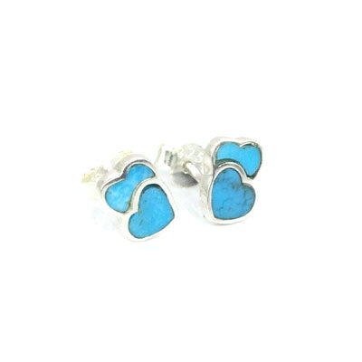 Turquoise Double Heart Stud Earrings