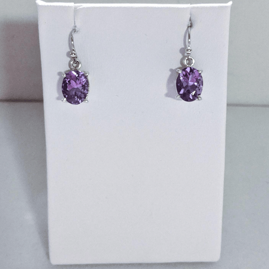 Faceted Amethyst Oval Earrings