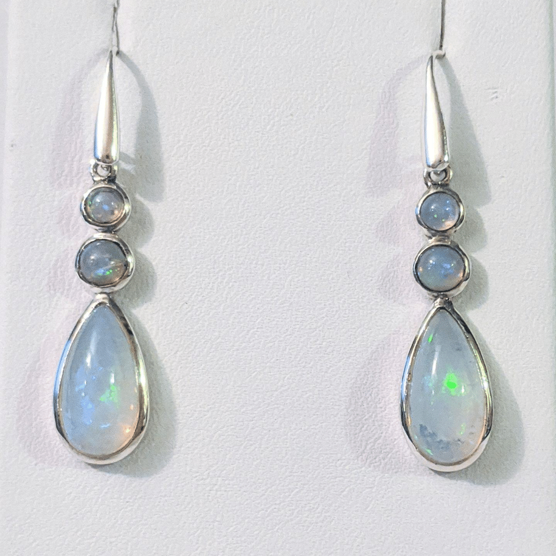 Opal Teardrop Earrings with Opal Dots