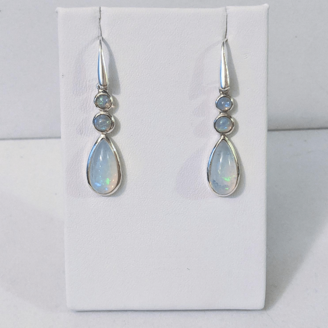 Opal Teardrop Earrings with Opal Dots