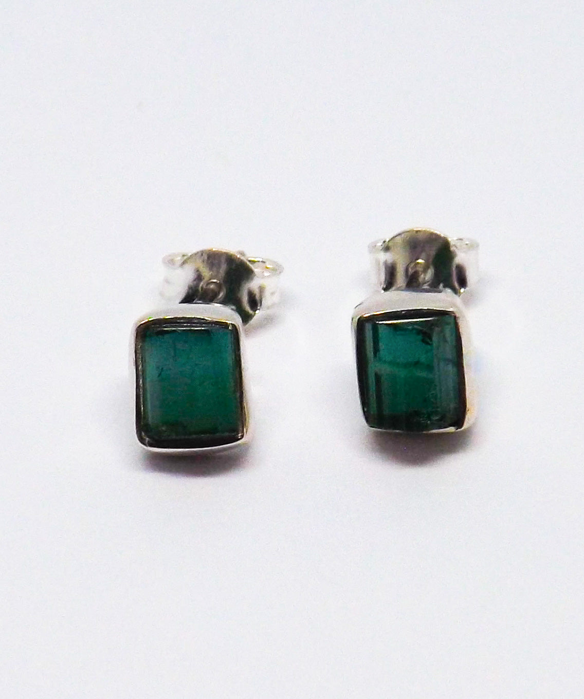 Green Tourmaline Crystal Stud Earrings