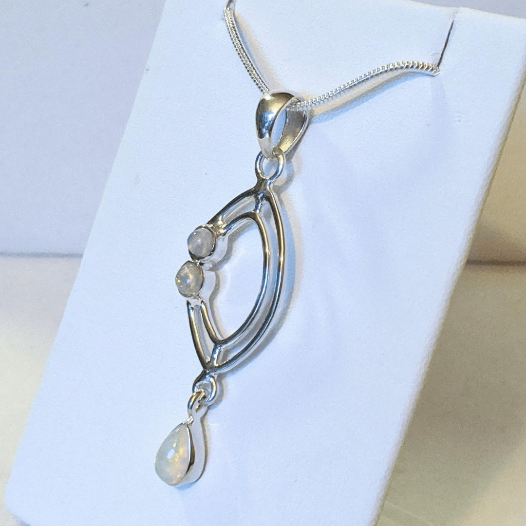 Opal and Silver Ellipse Pendant