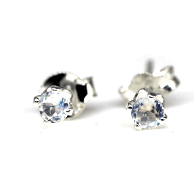 Rainbow Moonstone 3mm Stud Earrings