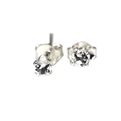 White Topaz 3mm Stud Earrings