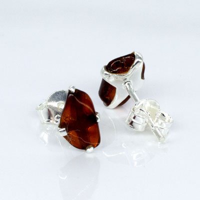 Amber Stud Earrings - Raw