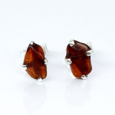 Amber Stud Earrings - Raw