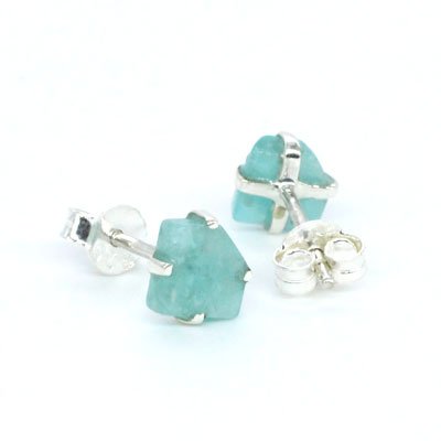 Amazonite Stud Earrings - Raw