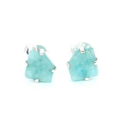 Amazonite Stud Earrings - Raw