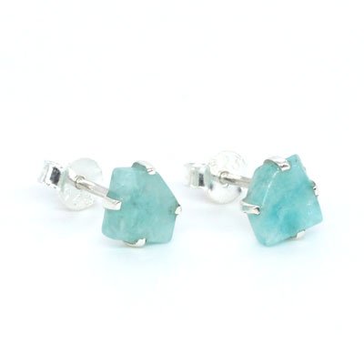 Amazonite Stud Earrings - Raw