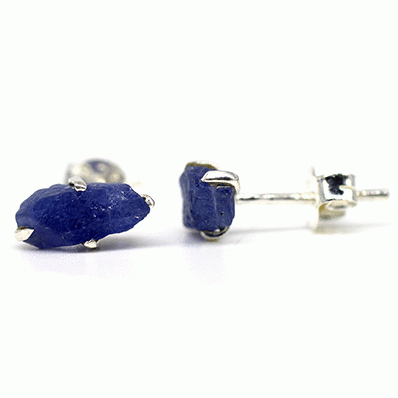 Sapphire Stud Earrings - Raw