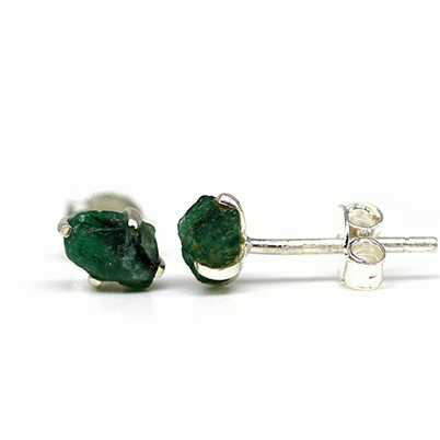 Emerald Stud Earrings - Raw