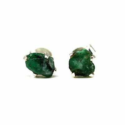 Emerald Stud Earrings - Raw