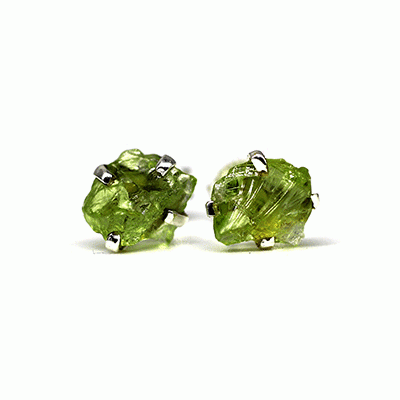 Peridot Stud Earrings - Raw