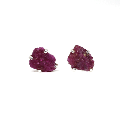 Ruby Stud Earrings - Raw