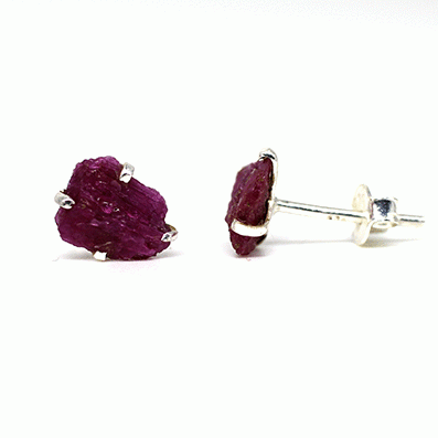 Ruby Stud Earrings - Raw