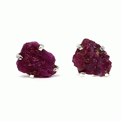 Ruby Stud Earrings - Raw