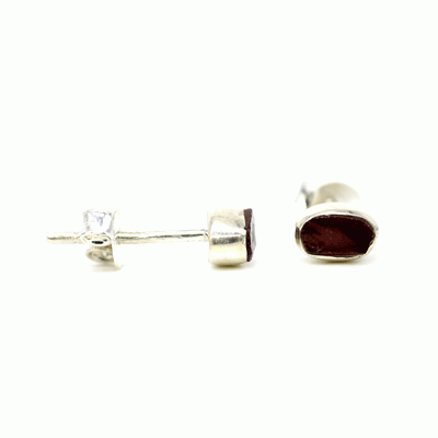 Garnet Stud Earrings - Oval