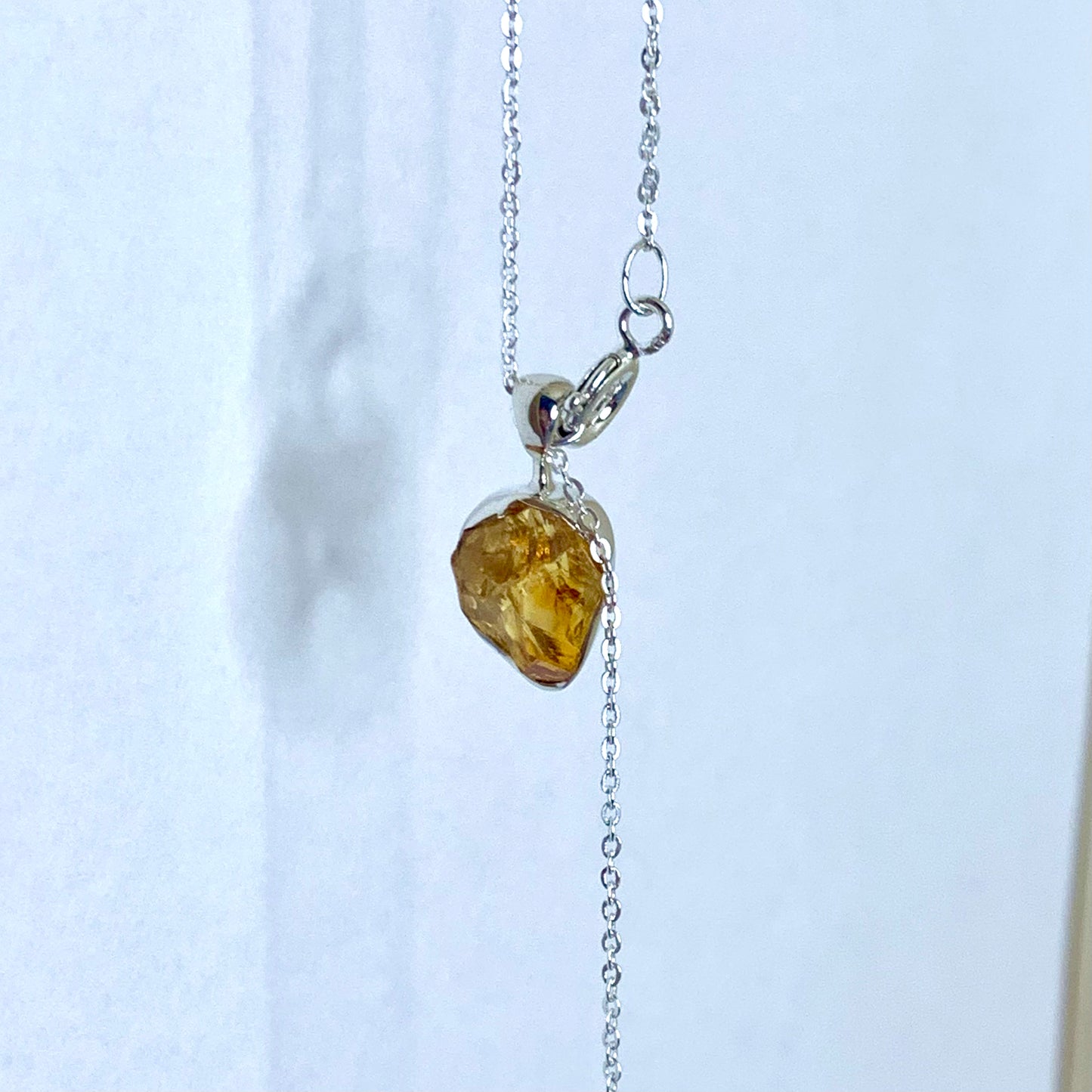 Raw Citrine and Silver Pendant