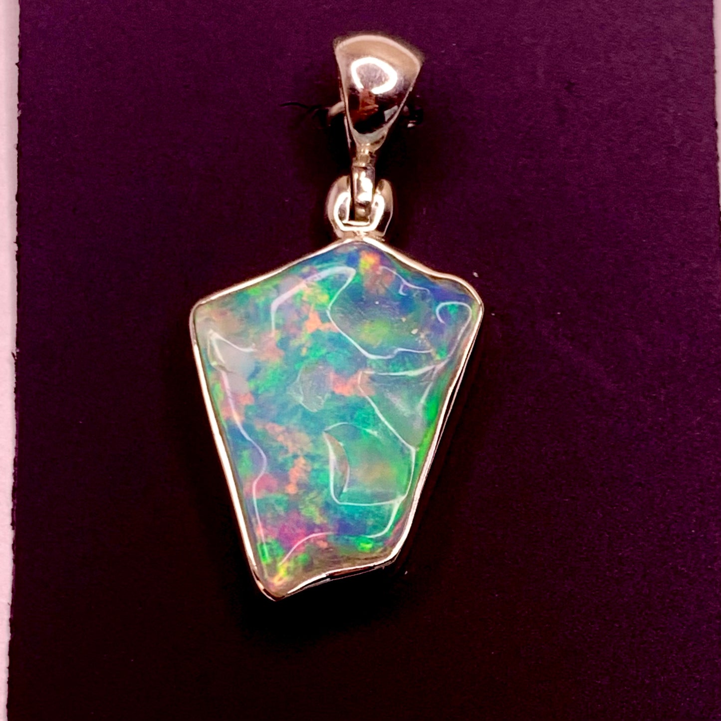 Raw Opal and Silver Pendant