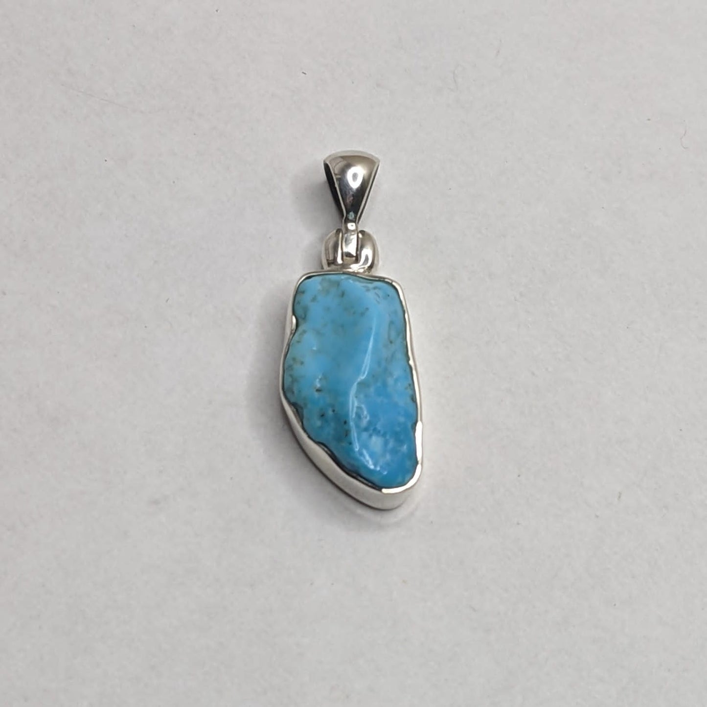 Raw Turquoise and Silver Pendant