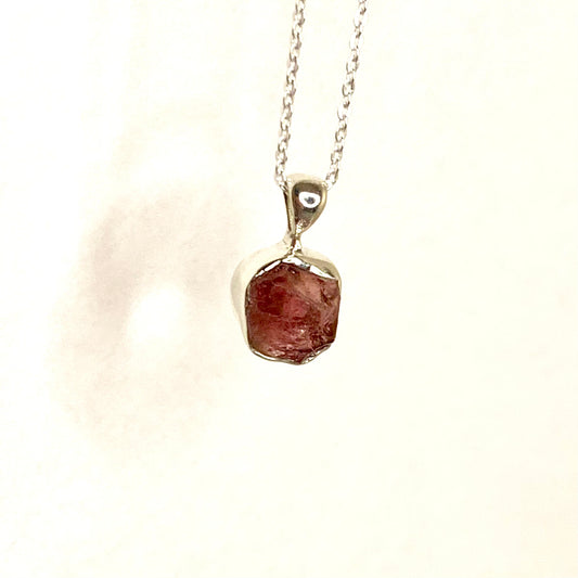 Raw Tourmaline and Silver Pendant