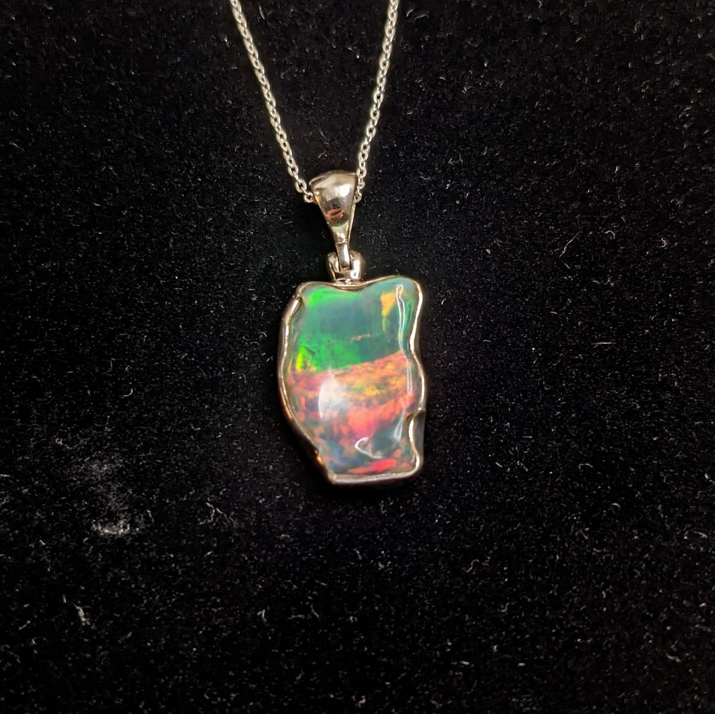 Raw Opal and Silver Pendant