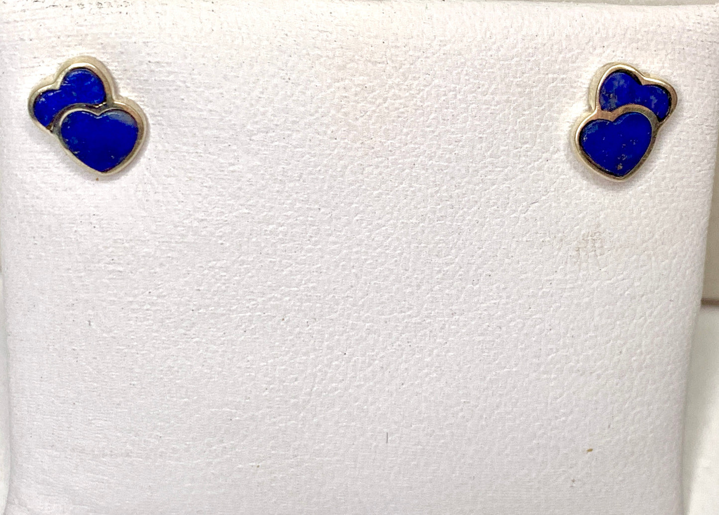 Lapis Double Heart Stud Earrings