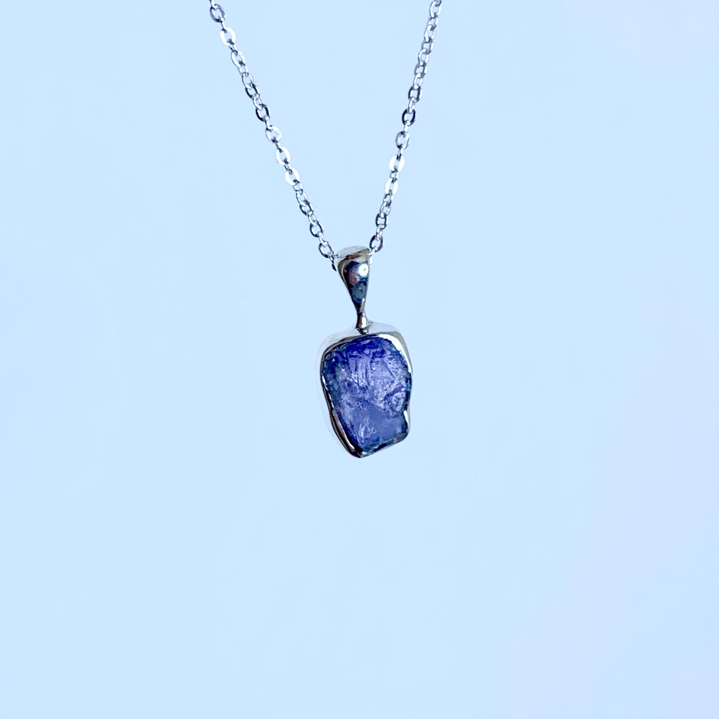 Raw Tanzanite and Silver Pendant