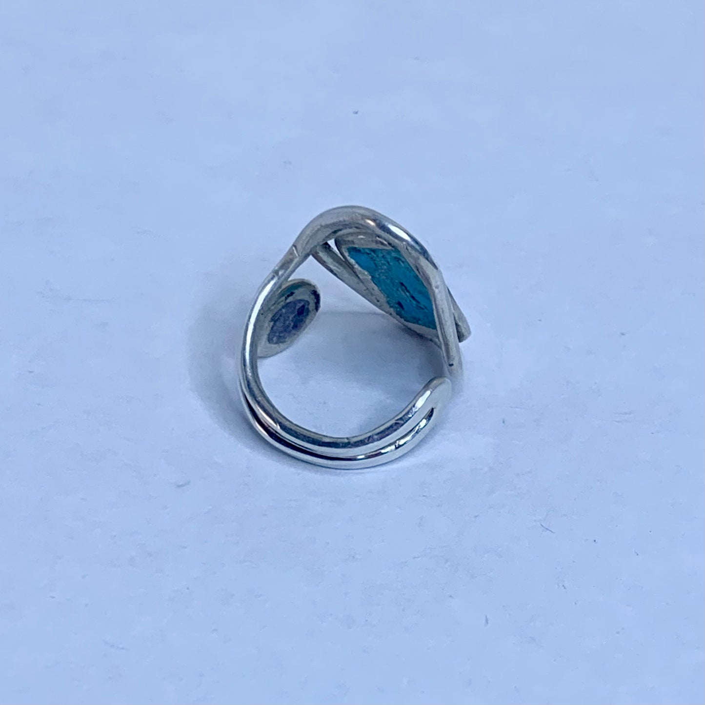 Adjustable Turquoise and Charoite Silver Inlay Ring