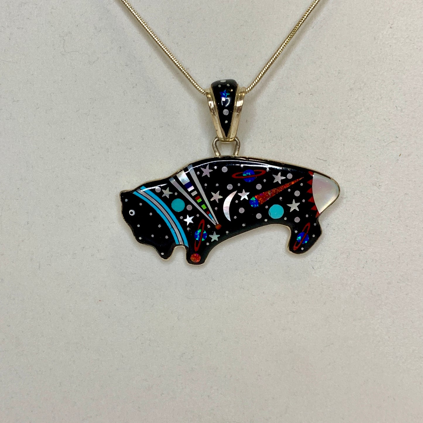 Cosmic Bison Inlay Pendant